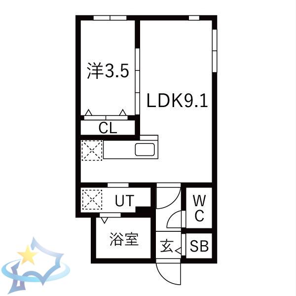 ESTALION SOEN(1LDK/1階)の間取り写真