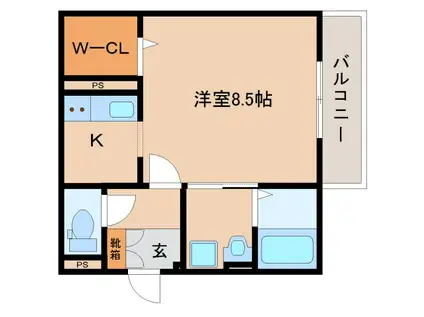 クレールフォンテーヌならまち(1K/3階)の間取り写真