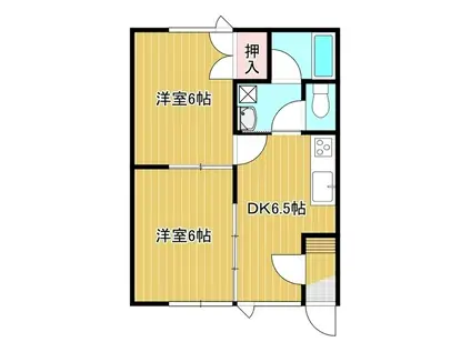 ユーハイツ(2DK/2階)の間取り写真