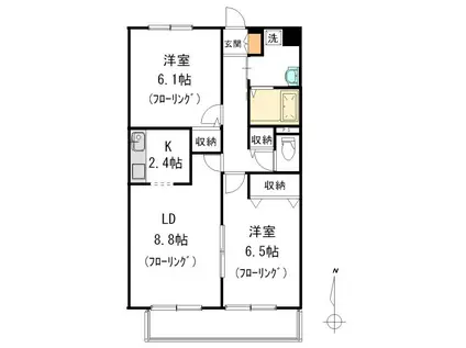 エスポワール・ヴィラ(2LDK/2階)の間取り写真