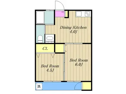 寺台ハイツ(2K/2階)の間取り写真
