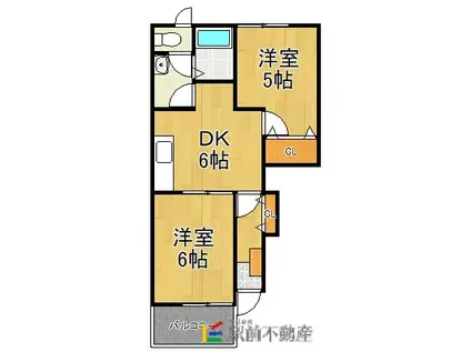 エテルノビルゴA(2DK/1階)の間取り写真