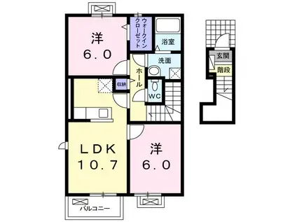 サウスタウン水野A(2LDK/2階)の間取り写真