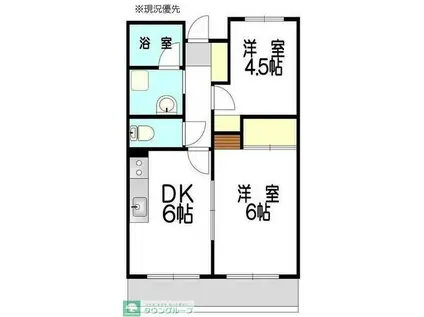 第9エルム大倉山(2DK/4階)の間取り写真