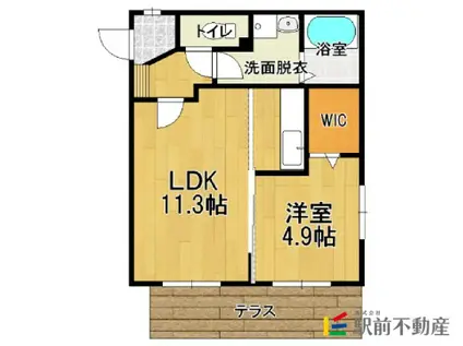 西鉄天神大牟田線 朝倉街道駅 徒歩4分 3階建 築14年(1LDK/2階)の間取り写真