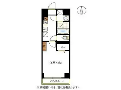 グランヒルズ西古松(1K/6階)の間取り写真