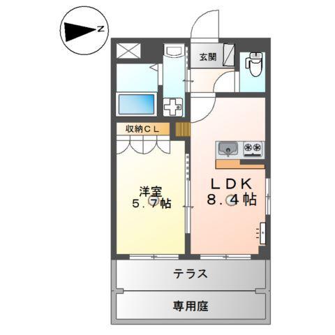 サンパレス(1LDK/1階)の間取り写真