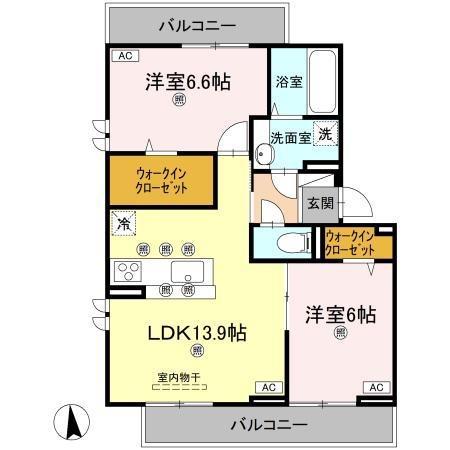 コルコバード(2LDK/2階)の間取り写真