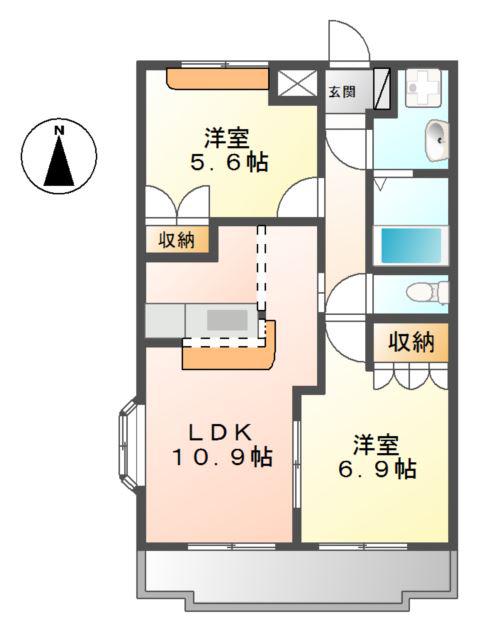 ストークコーポ大津茂(2LDK/2階)の間取り写真