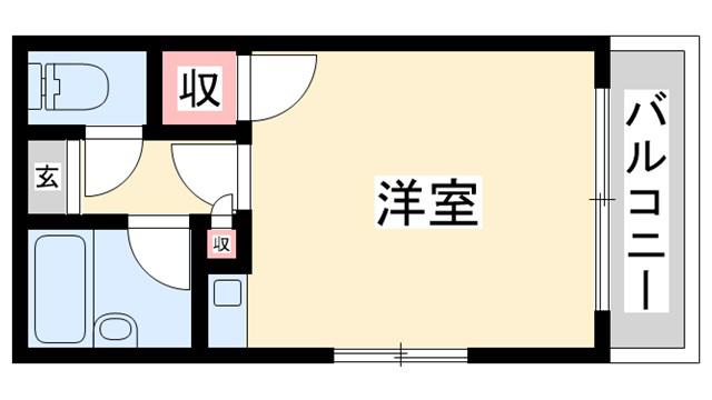 ラ・ポール中津(ワンルーム/1階)の間取り写真