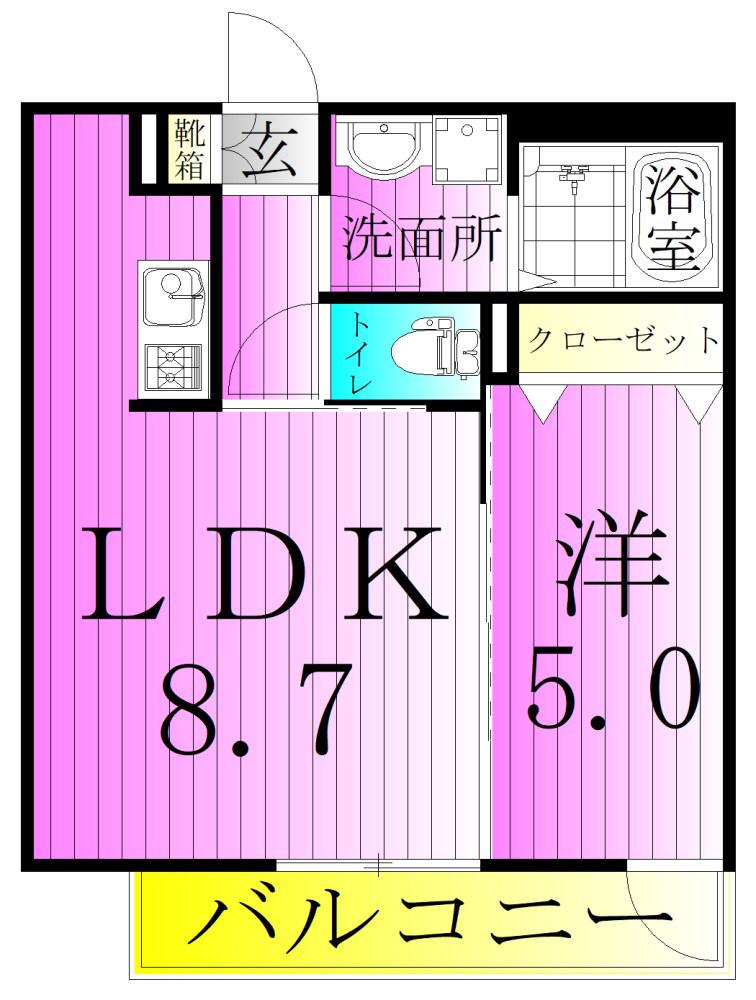 プラスドア北千住(1LDK/2階)の間取り写真