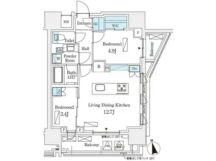 SEASON FLATS浅草六丁目(2LDK/11階)の間取り写真