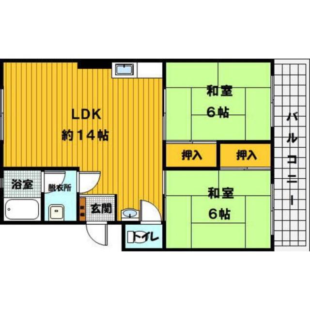 八尋ビル大豊(2LDK/4階)の間取り写真
