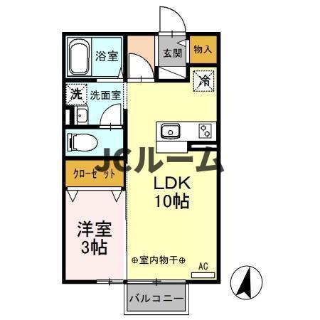タウンコートながみね(1LDK/2階)の間取り写真
