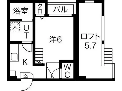 グランコート八乙女(1K/1階)の間取り写真