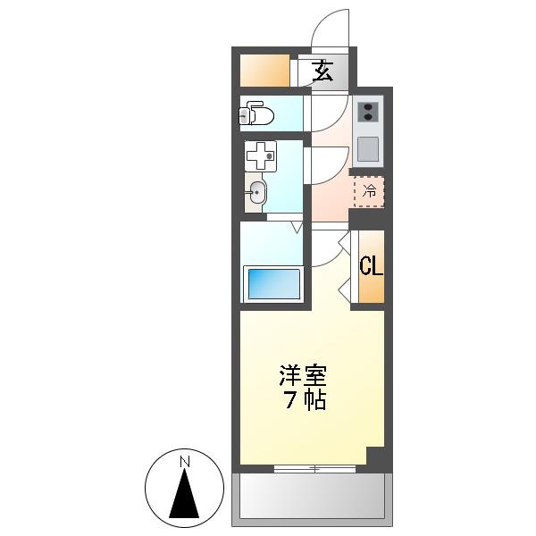 S-RESIDENCE名駅ノースII(1K/2階)の間取り写真