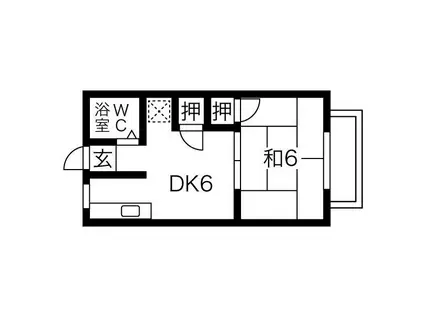 ユニハイツII(1DK/2階)の間取り写真