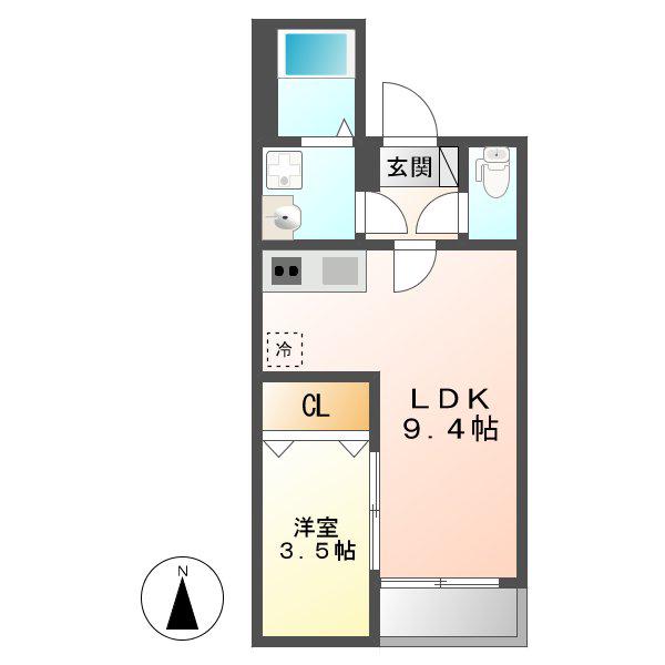 PRIMA黄金(1LDK/2階)の間取り写真