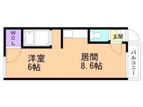 PIVOT山鼻B(1LDK/3階)の間取り写真