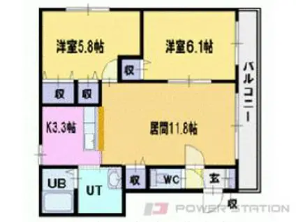 大光八番館(2LDK/3階)の間取り写真