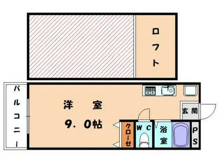 ビオス和白丘(ワンルーム/2階)の間取り写真