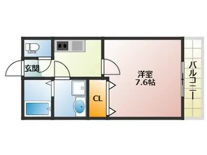 メゾンWO南七松(1K/2階)の間取り写真