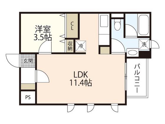 エスパシオ昭和町(1LDK/2階)の間取り写真