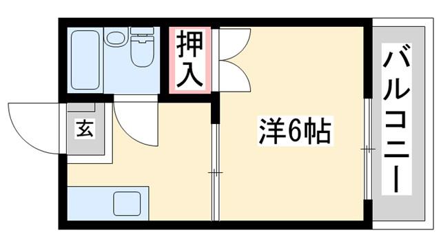 パークサイド社(1K/2階)の間取り写真