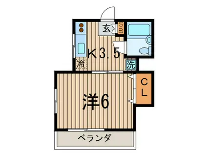 ピア目黒南(1K/2階)の間取り写真