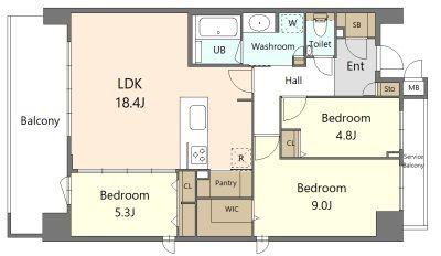 S-RESIDENCE百道AUREATE(3LDK/9階)の間取り写真