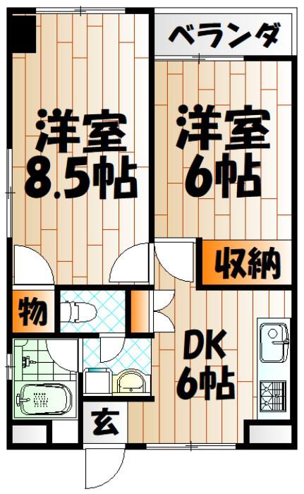 シェリール井堀通(2DK/7階)の間取り写真