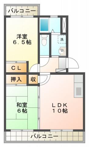 フローラII(2LDK/2階)の間取り写真
