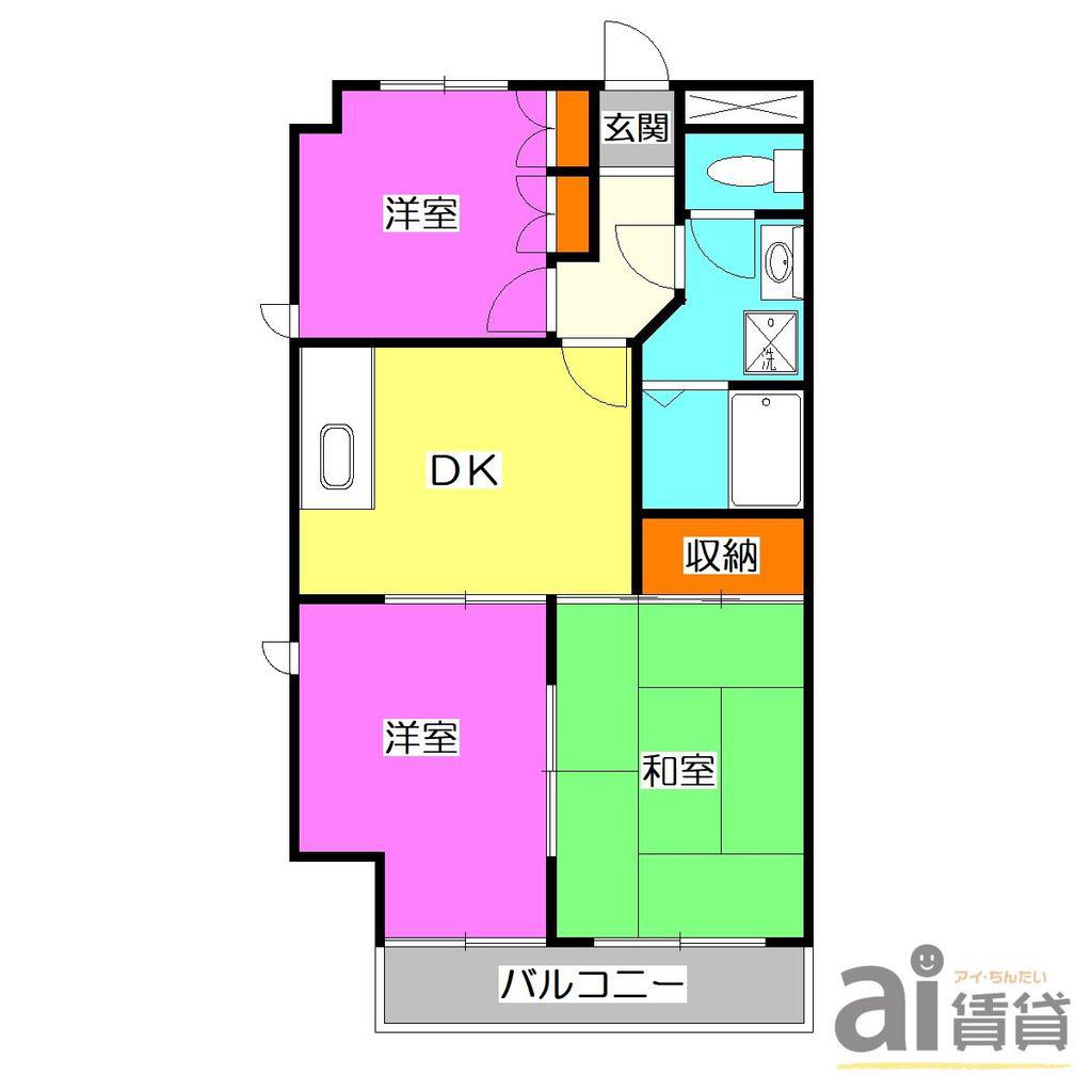 アーバンR狭山(3DK/4階)の間取り写真