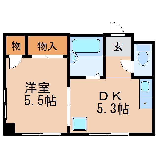 クレスト白壁(1DK/3階)の間取り写真