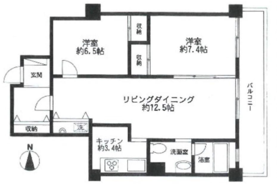 赤坂パレスマンション(2LDK/2階)の間取り写真