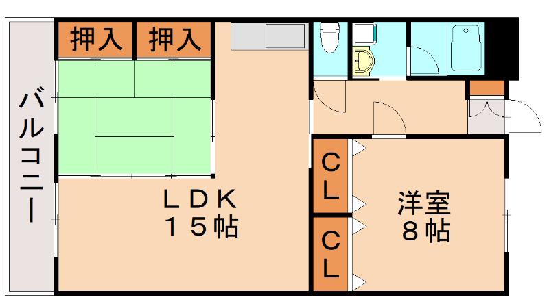 学園台ビル(2LDK/4階)の間取り写真