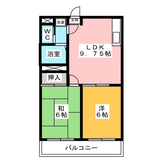 ミリューメゾン1番館(2DK/3階)の間取り写真