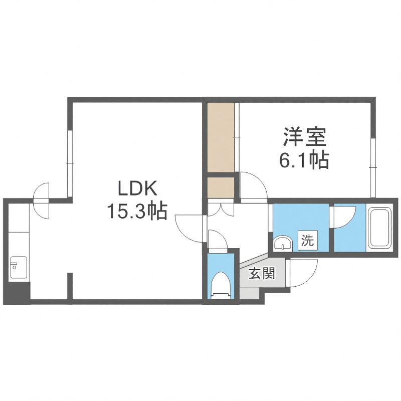 ルーエ山鼻(1LDK/3階)の間取り写真