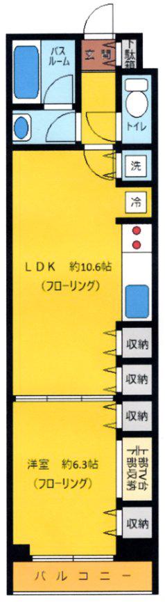 リビオレゾン目白通(1LDK/6階)の間取り写真