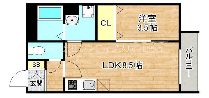 ライフ・アンス(1LDK/1階)の間取り写真