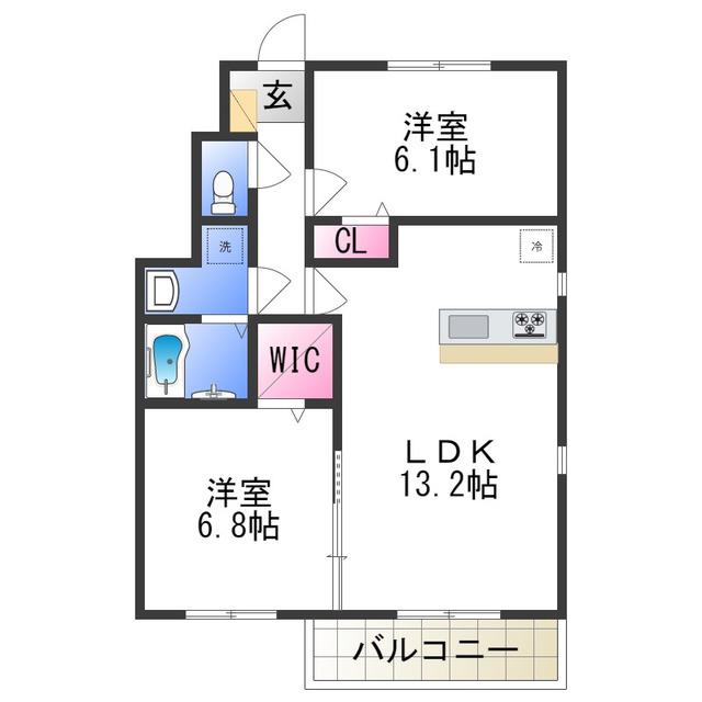 アルミック山荘C棟(2LDK/1階)の間取り写真
