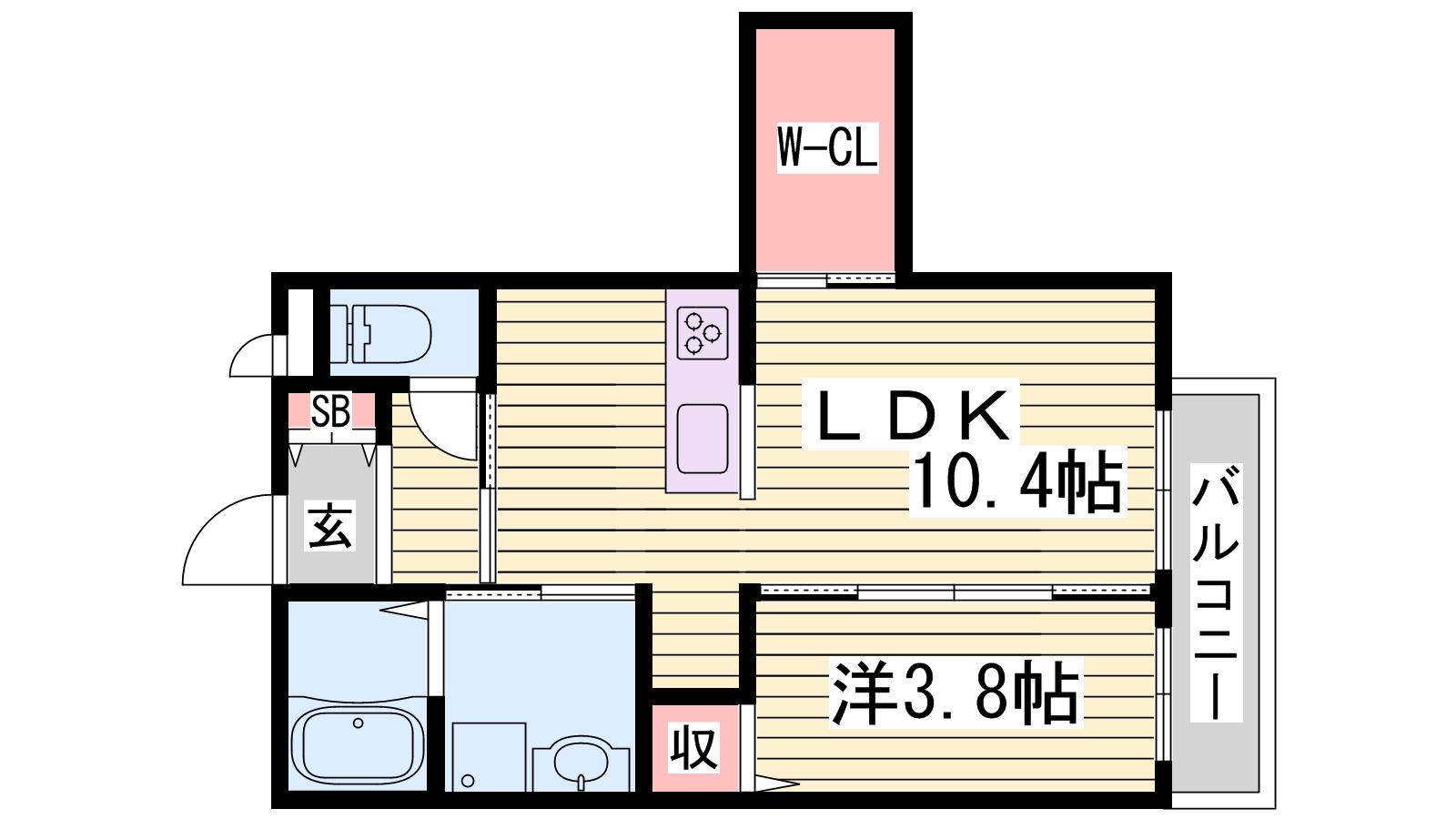 サニーヒルズシンエイ(1LDK/3階)の間取り写真