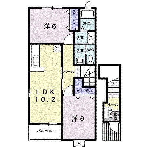 サニ-ハイツ輝A(2LDK/2階)の間取り写真