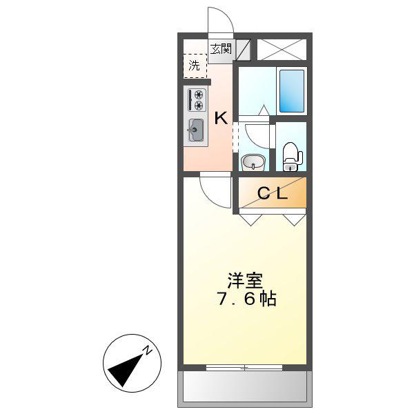 ロイヤルメイセス(1K/1階)の間取り写真