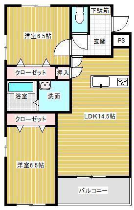 エスト・ヴァリー(2LDK/2階)の間取り写真