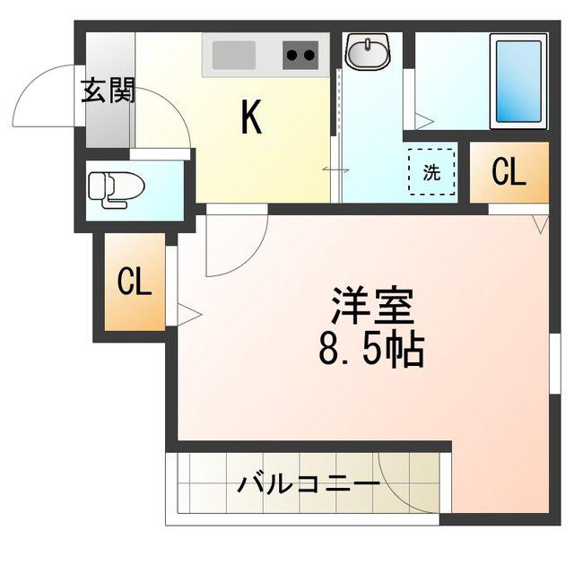 フジパレス中加賀屋II番館(1K/3階)の間取り写真