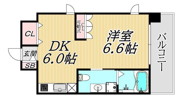 エクセラ塚口(1DK/3階)の間取り写真