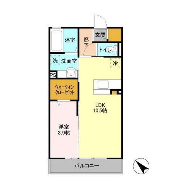 パークドオートムD棟(1LDK/2階)の間取り写真