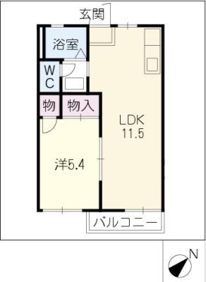 コーポひまわり(1LDK/2階)の間取り写真