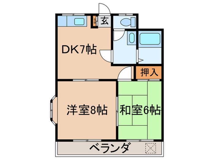ハイツ峯岸2(2DK/1階)の間取り写真